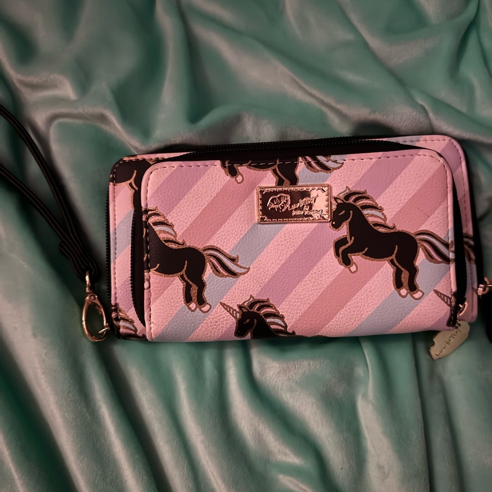 Betsey Johnson Unicorn Striped Wallet